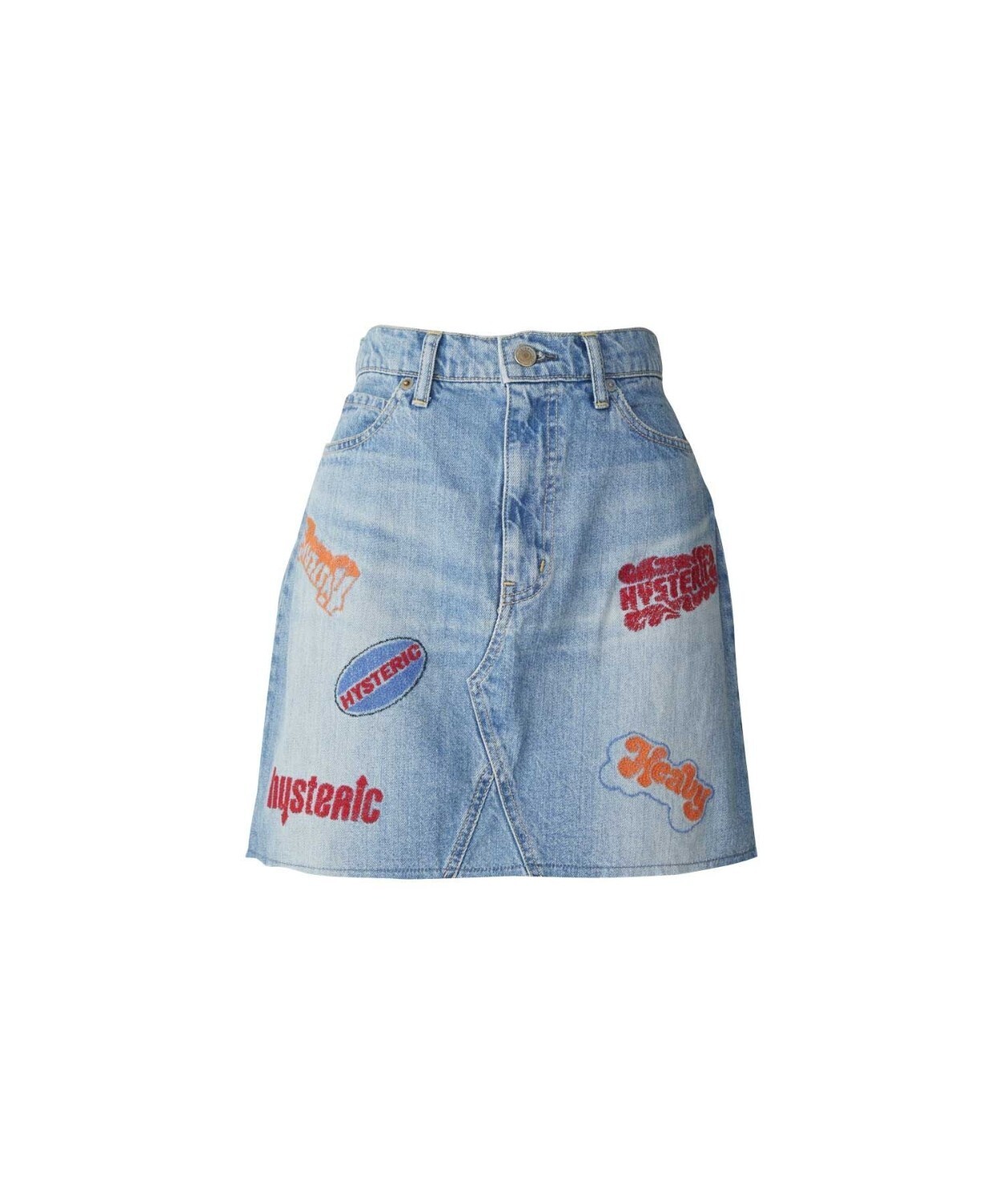 HYSTERIC GLAMOUR HYS LOGO embroidered A-line denim mini skirt