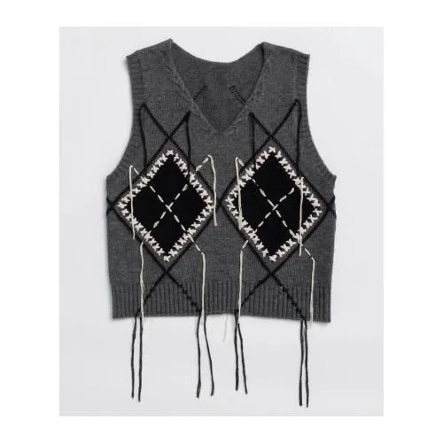 MAISON SPECIAL Stitch Argyle Knit Vest