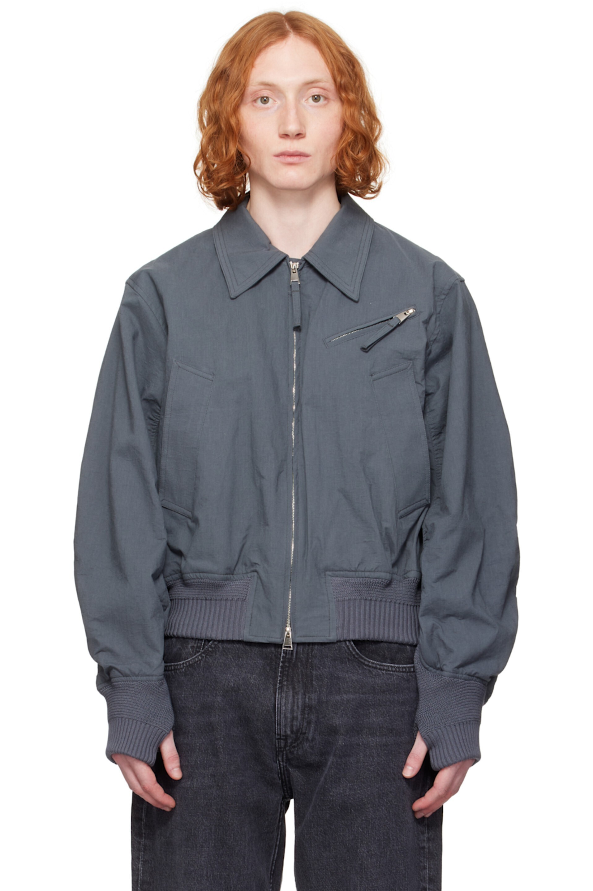 OUAT OUAT Gray Cotton Bomber Jacket