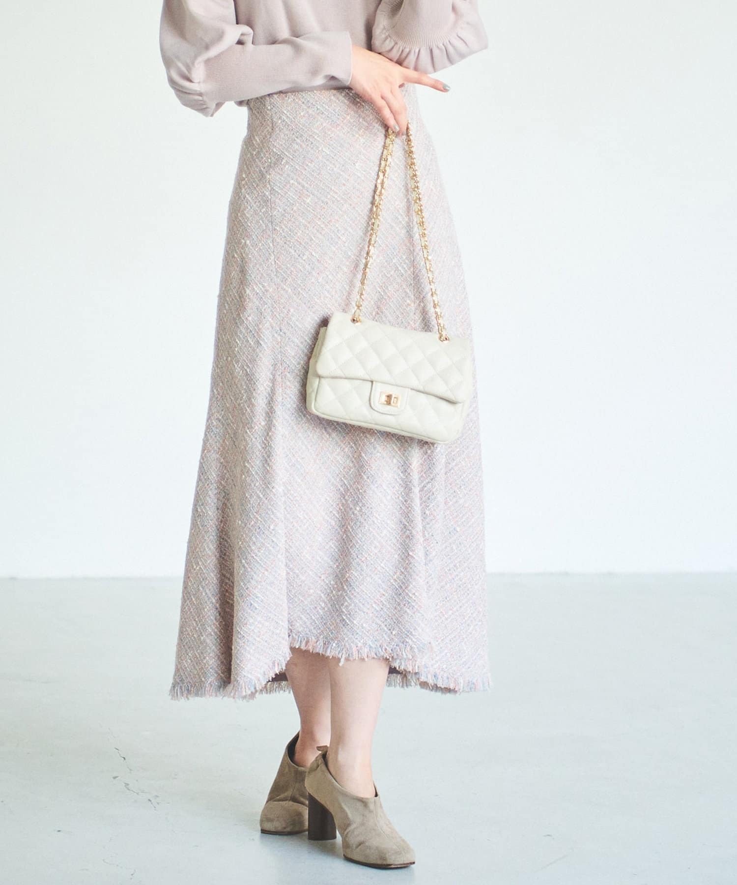 La boutique BonBon 【セットアップ可・オケージョン対応可】ファンシーツイードマーメイドスカート