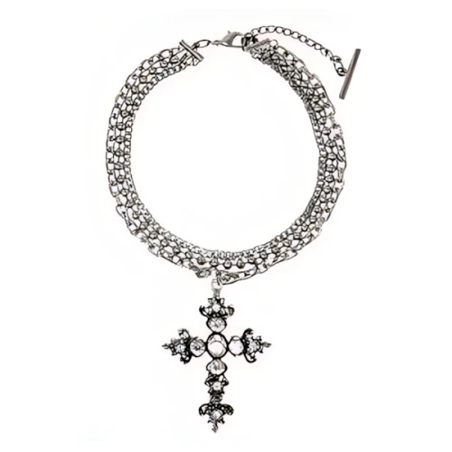 OHTNYC CRYSTAL CROSS NECKLACE