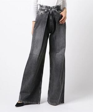 JOHN LAWRENCE SULLIVAN WASHED DENIM WIDE PANTS