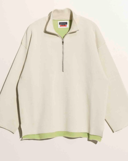 MAISON SPECIAL Double-Face Knit Prime-Over Half-Zip Pullover