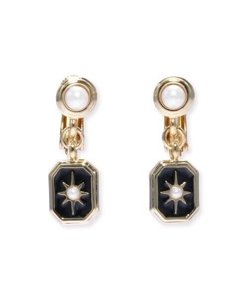 LANVIN en Bleu ブラックスクエアイヤリング