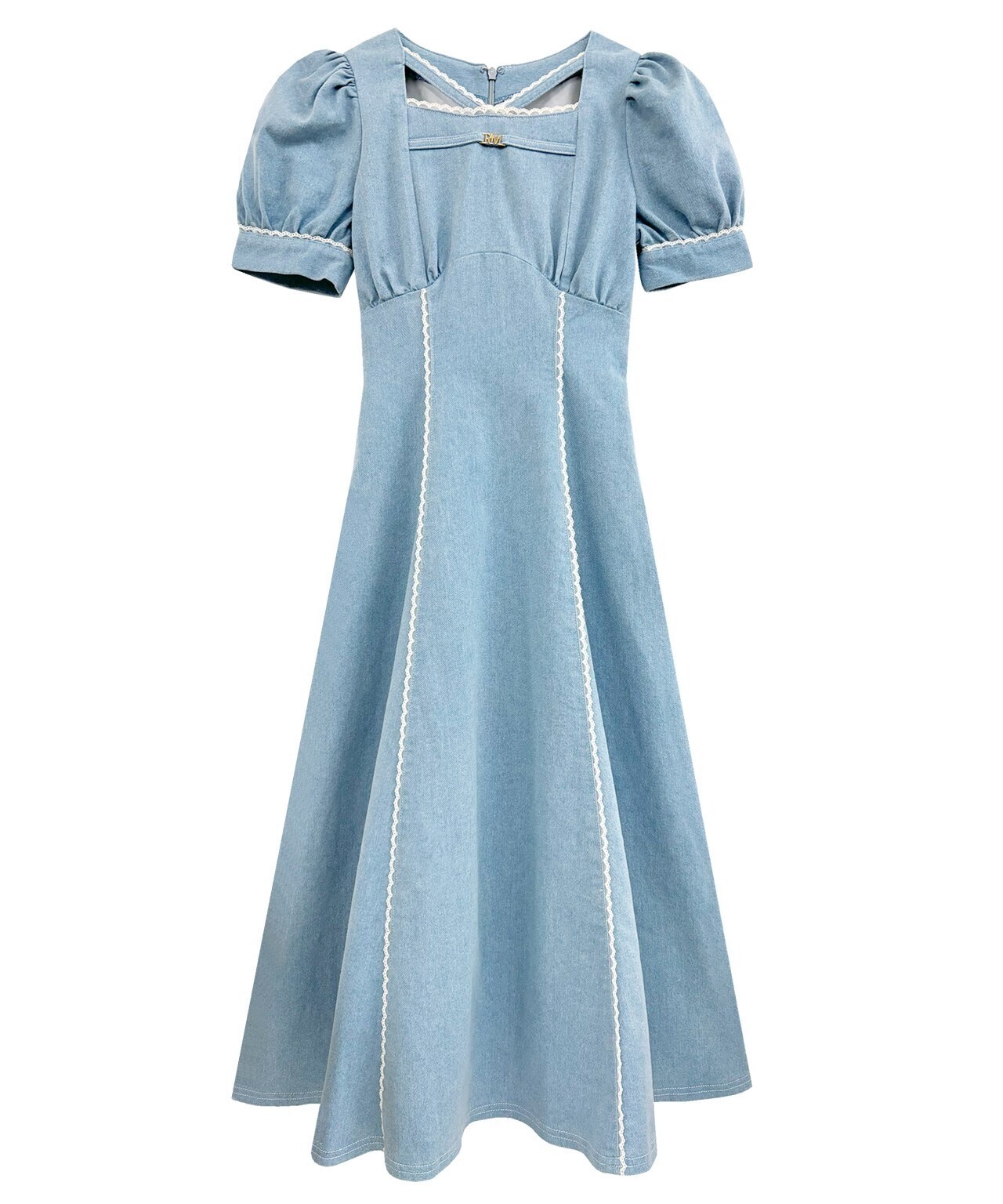 Rosé Muse lace denim dress