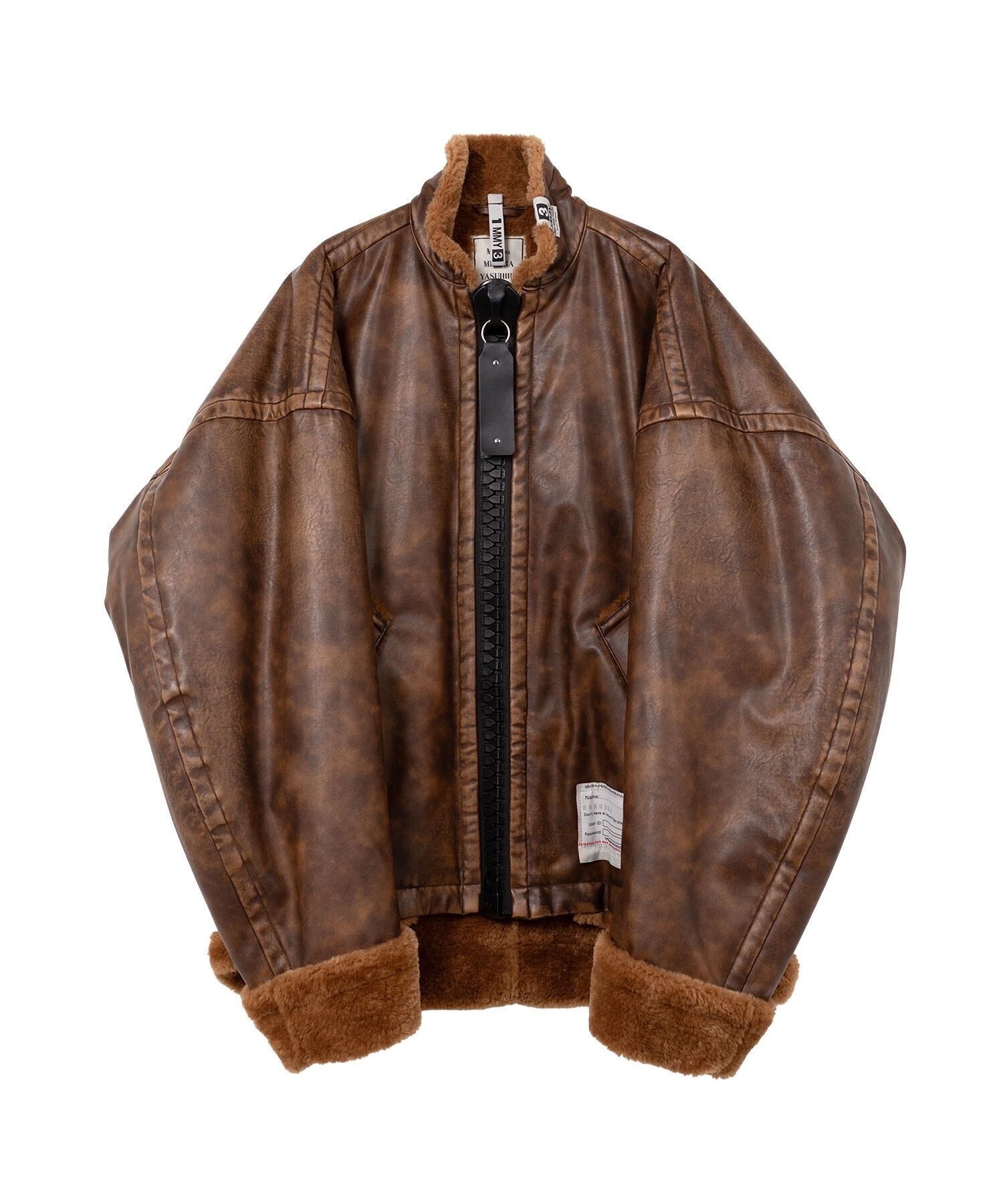 Maison MIHARA YASUHIRO Coated Big Zip Boa Jacket