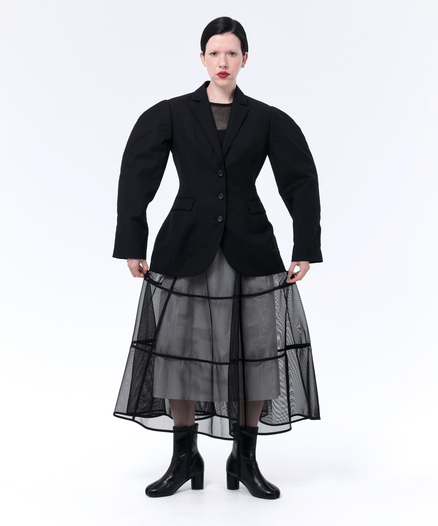 LAEMUSE MESH TIERED SKIRT