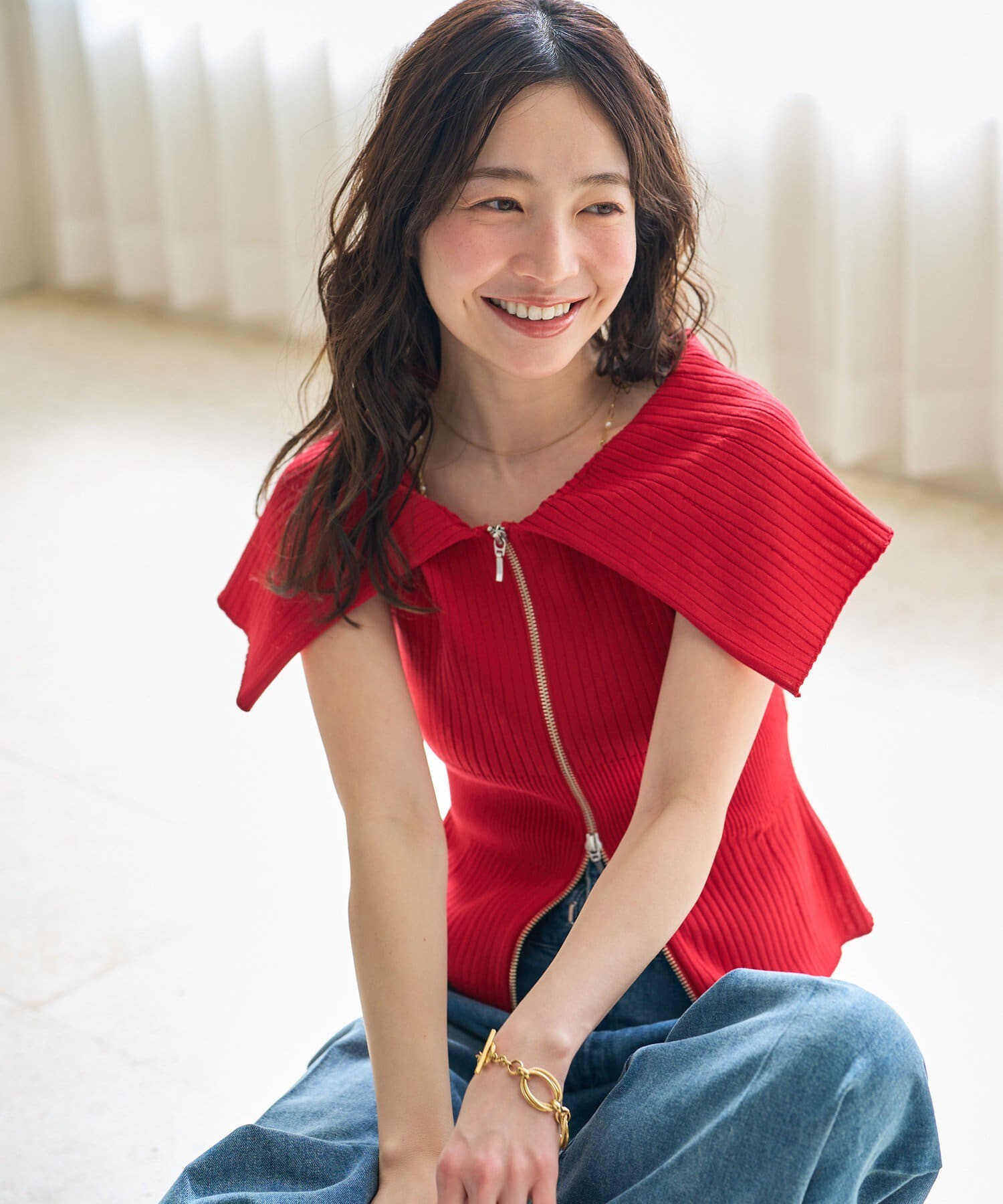 La boutique BonBon ジップ2WAYニット