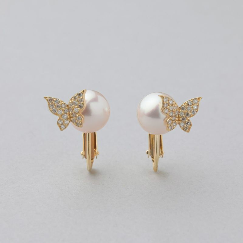 Pearl for Life petit amie あこや真珠 蝶 イヤリング