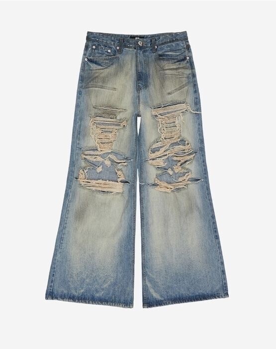 SUNDAYOFFCLUB Destroyed Wide-Leg Jeans