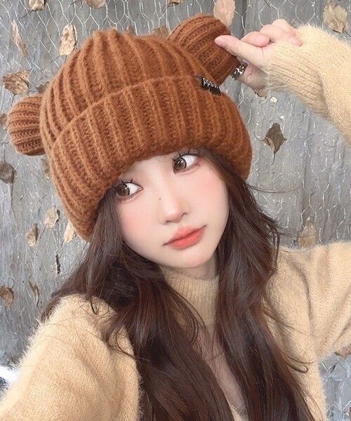 Miniministore くま耳ニット帽 レディース帽子 韓国風