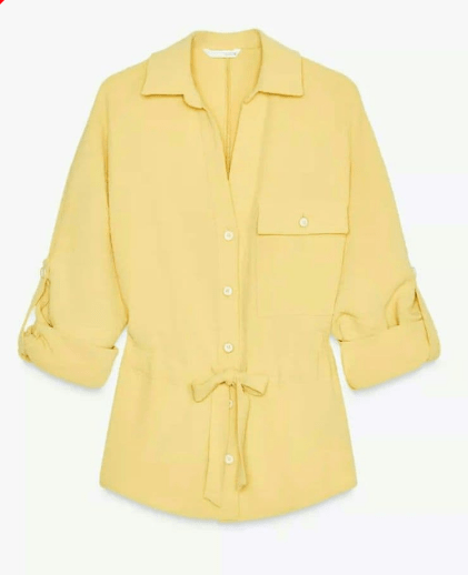 ZARA イエローリボン付きシャツ