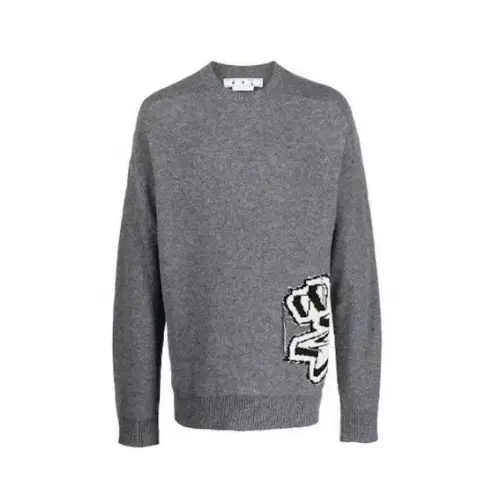 Off-White Graffiti Chunky Knit Girocollo Grigio