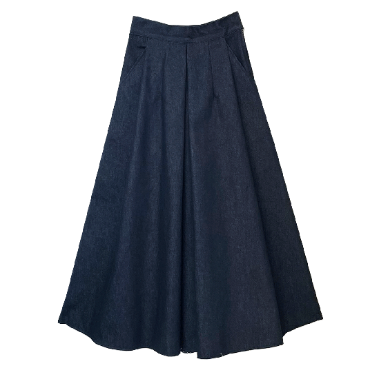 SAAAGE boutique ノンウォッシュタックマキシデニムスカート
