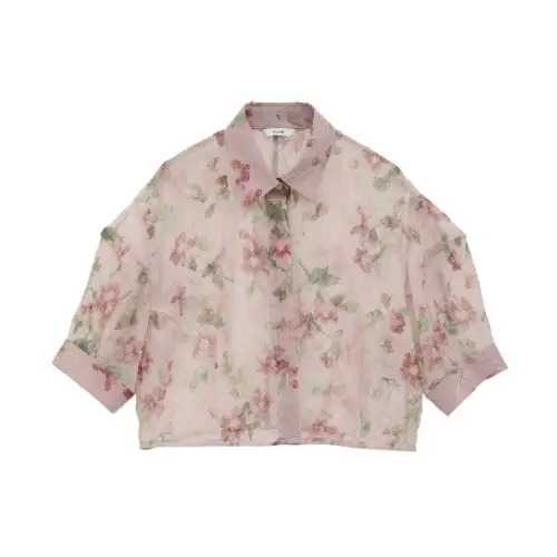 CLANE SHEER FLOWER SHORT SLEEVE SHIRTS