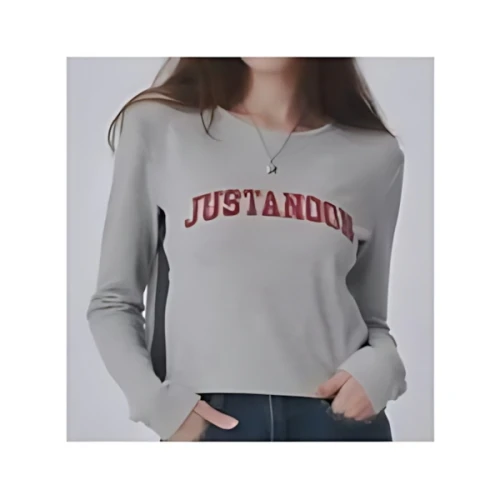 JUST A NOON 切り替えリブロゴワッフルTシャツ
