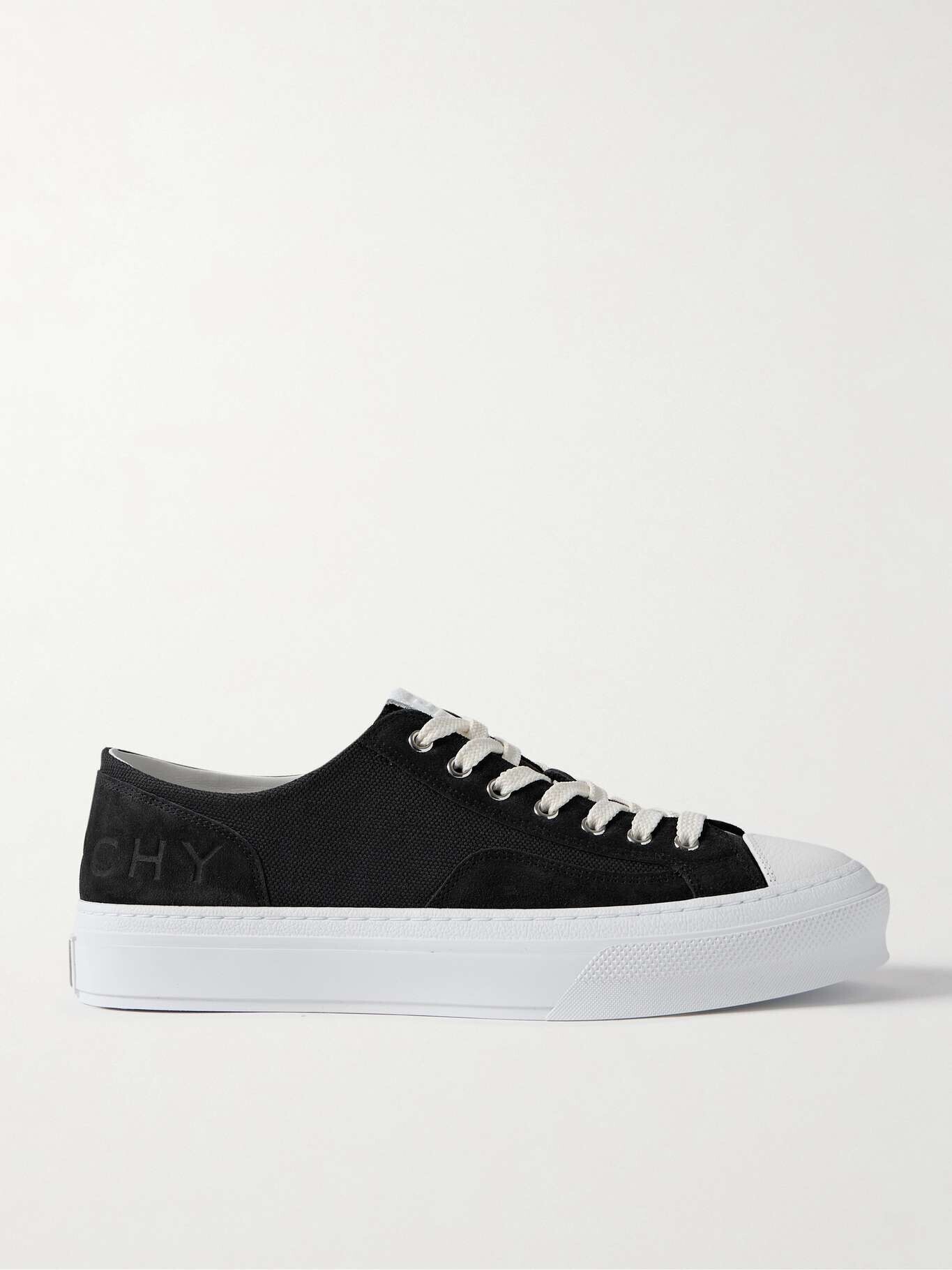 GIVENCHY City Logo-Debossed Leather and Suede-Trimmed Canvas Sneakers