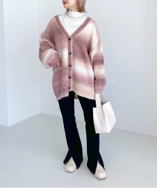 Heather グラデーションニットカーディガン
