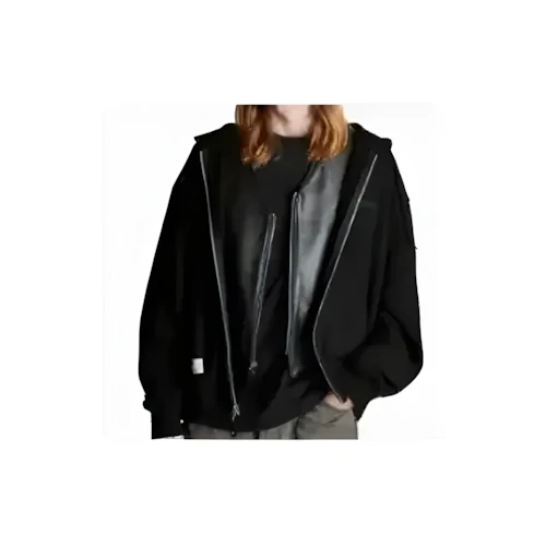 Schott  LEATHER ELBOW PATCH ZIP HOODED SWEAT