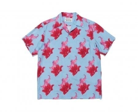 WACKO MARIA HAWAIIAN SHIRT S/S (TYPE-2) (花柄ハワイアンシャツ) BLUE