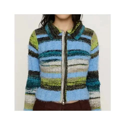 SLY SHAGGY MIX FRONT ZIP トップス