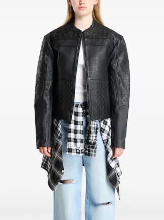 Daily Paper structured leather jacket