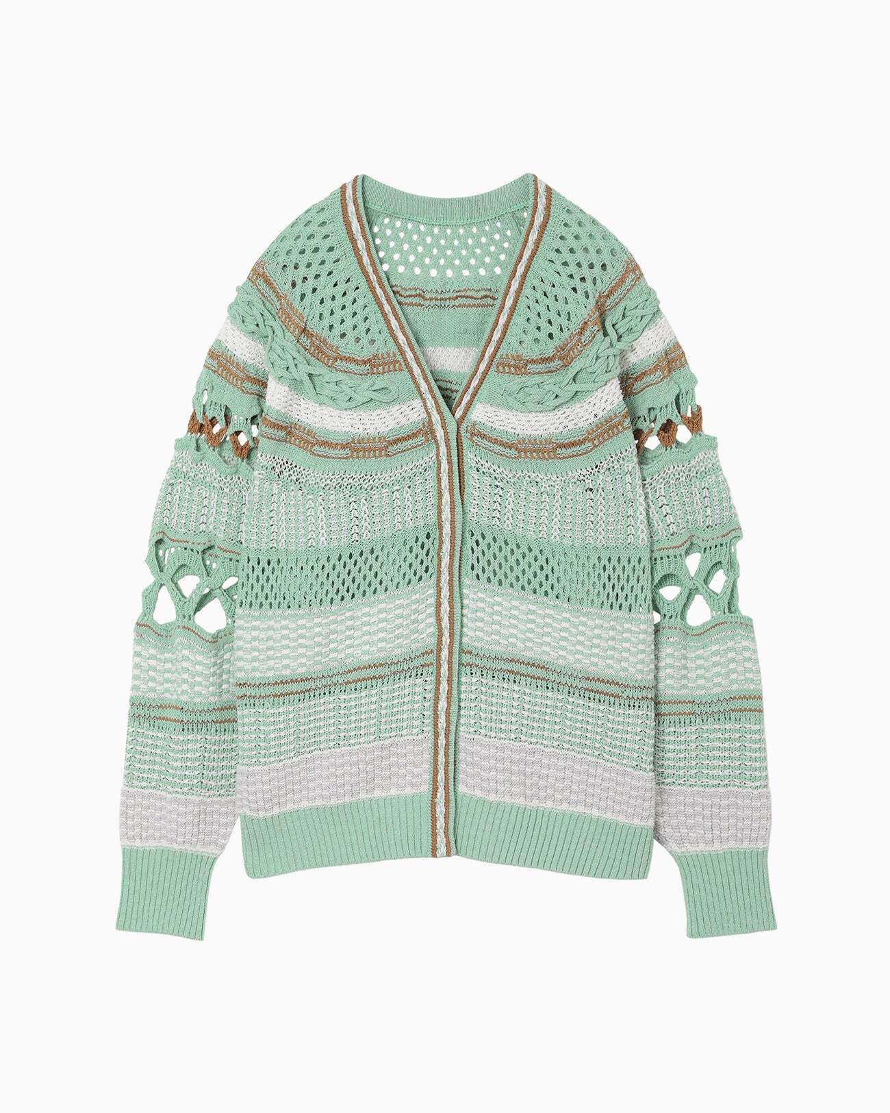 Mame Kurogouchi Bamboo Basket Pattern Knitted Cardigan