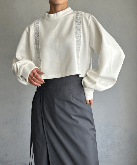 &g’aime GATHER SWITCHING BONDING PULLOVER TOPS/988-63100