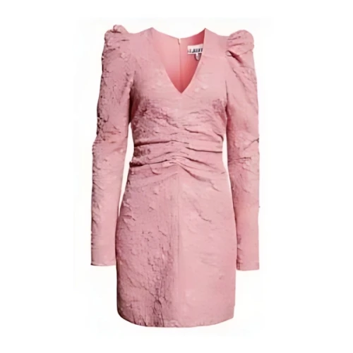 GANNI Floral Jacquard Puff Shoulder Long Sleeve Minidress
