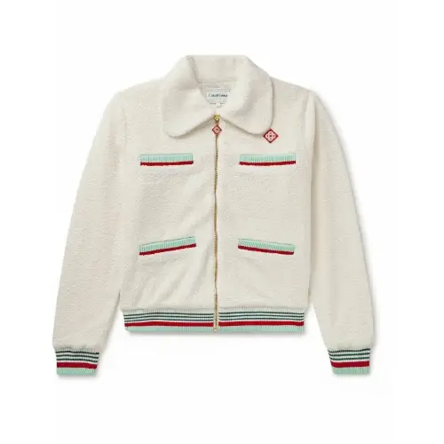 CASABLANCA Appliquéd Striped Bouclé Track Jacket
