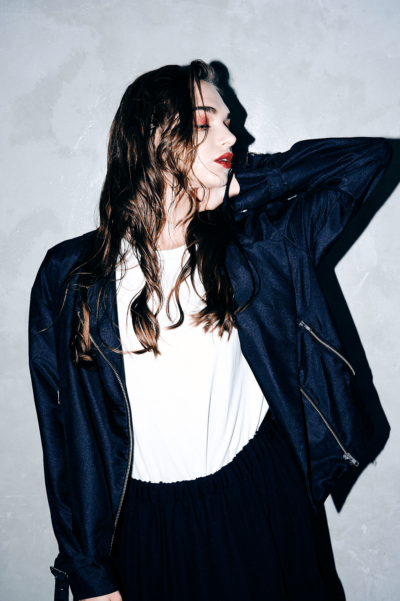 ADDIXY SATEN RIDERS JACKET / BLACK