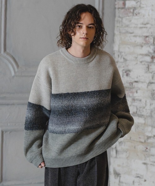 CASPER JOHN Gradation panel knit/グラデーションパネルニット