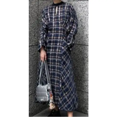 Mame Kurogouchi  KASURI PLAID ONE-PIECE