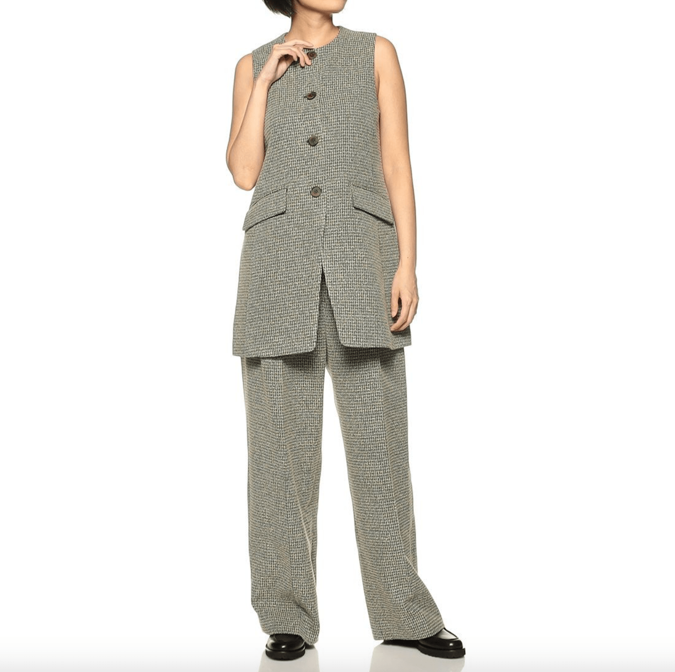 BARNEYS NEW YORK セットアップ ツイードロングジレ