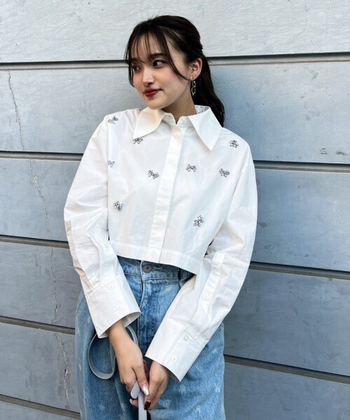 rienda ビジューシャツ