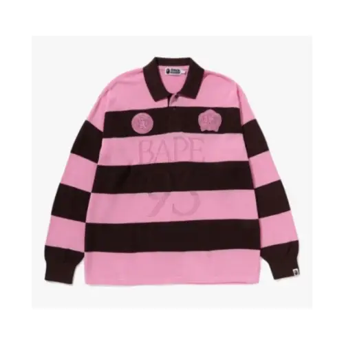 A BATHING APE Jacquard Multilogo Stripe Relaxed Fit LS Tee