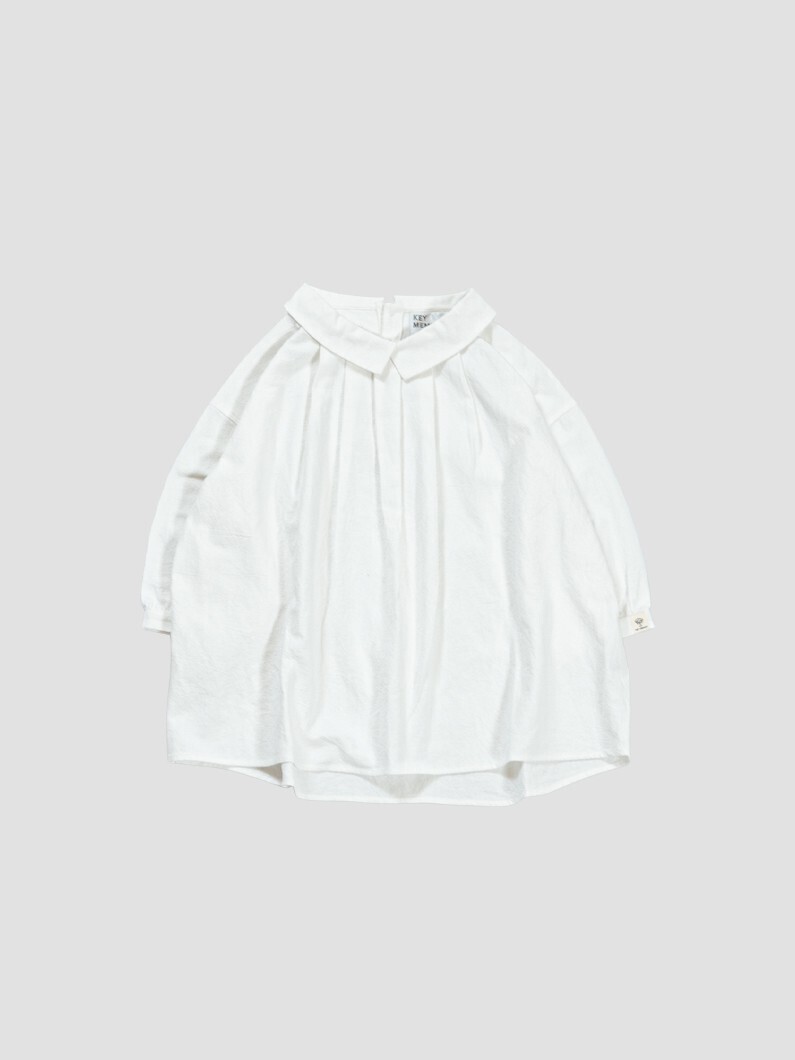 KEY MEMORY Overlap collar blouse WHITE