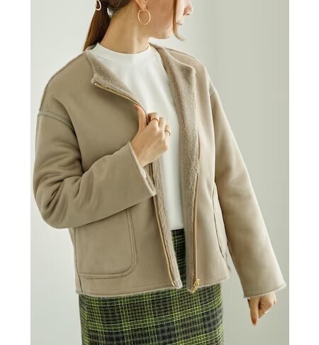 Te chichi リバーシブルファームートンブルゾン