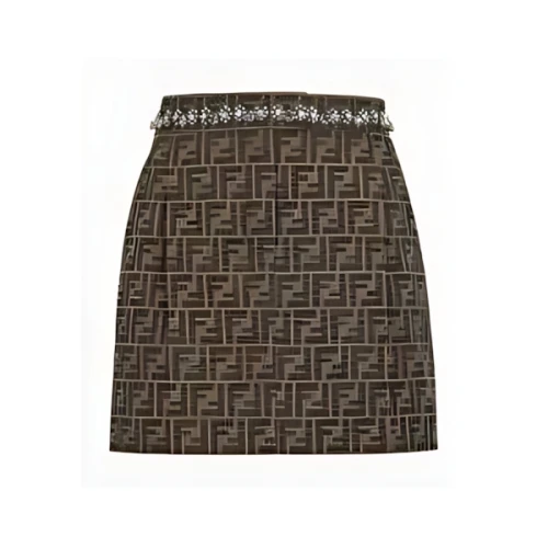 FENDI Brown FF canvas mini skirt