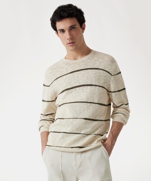 GUESS GRIER Cn Ls Striped Sweater