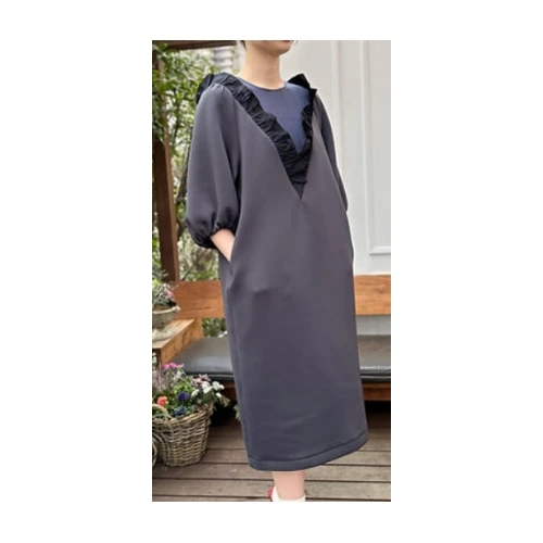 AVIE Mesh cardboard frill switching dress