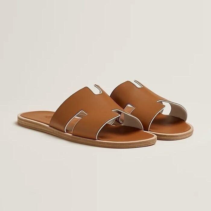 HERMES Sandales Izmir Naturel Blanc