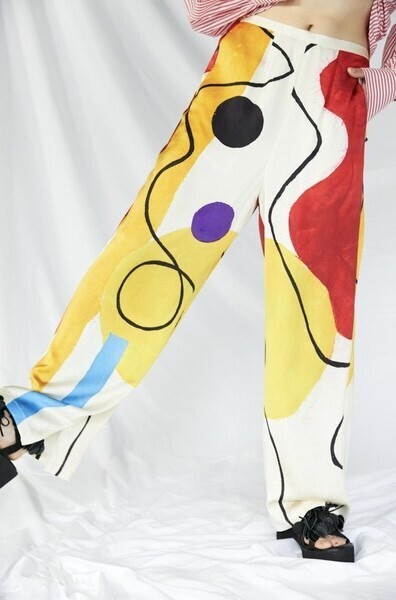 ENFOLD Abstract Line Art ワイドTROUSER