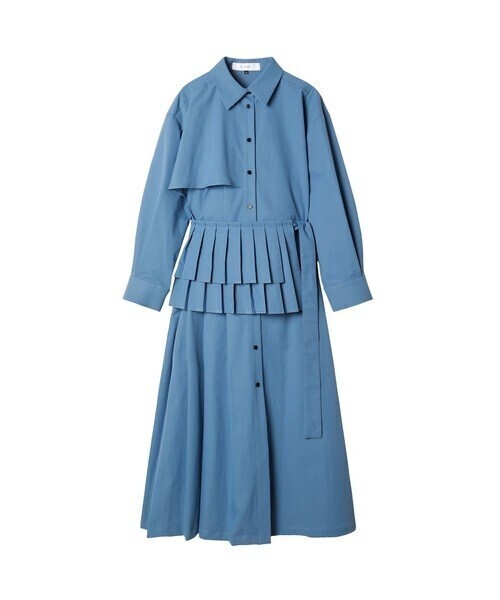 LE CIEL BLEU Pleated Belt Shirt Dress