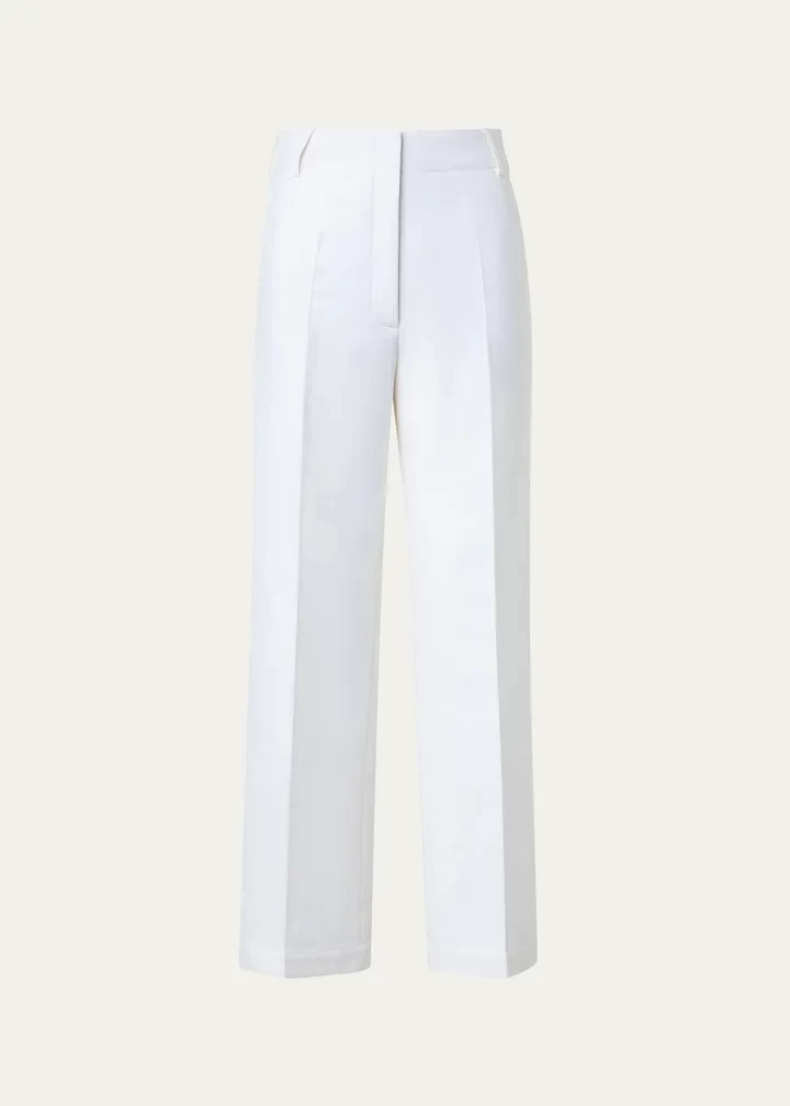 Akris Wide-Leg Crop Cotton Twill Pants