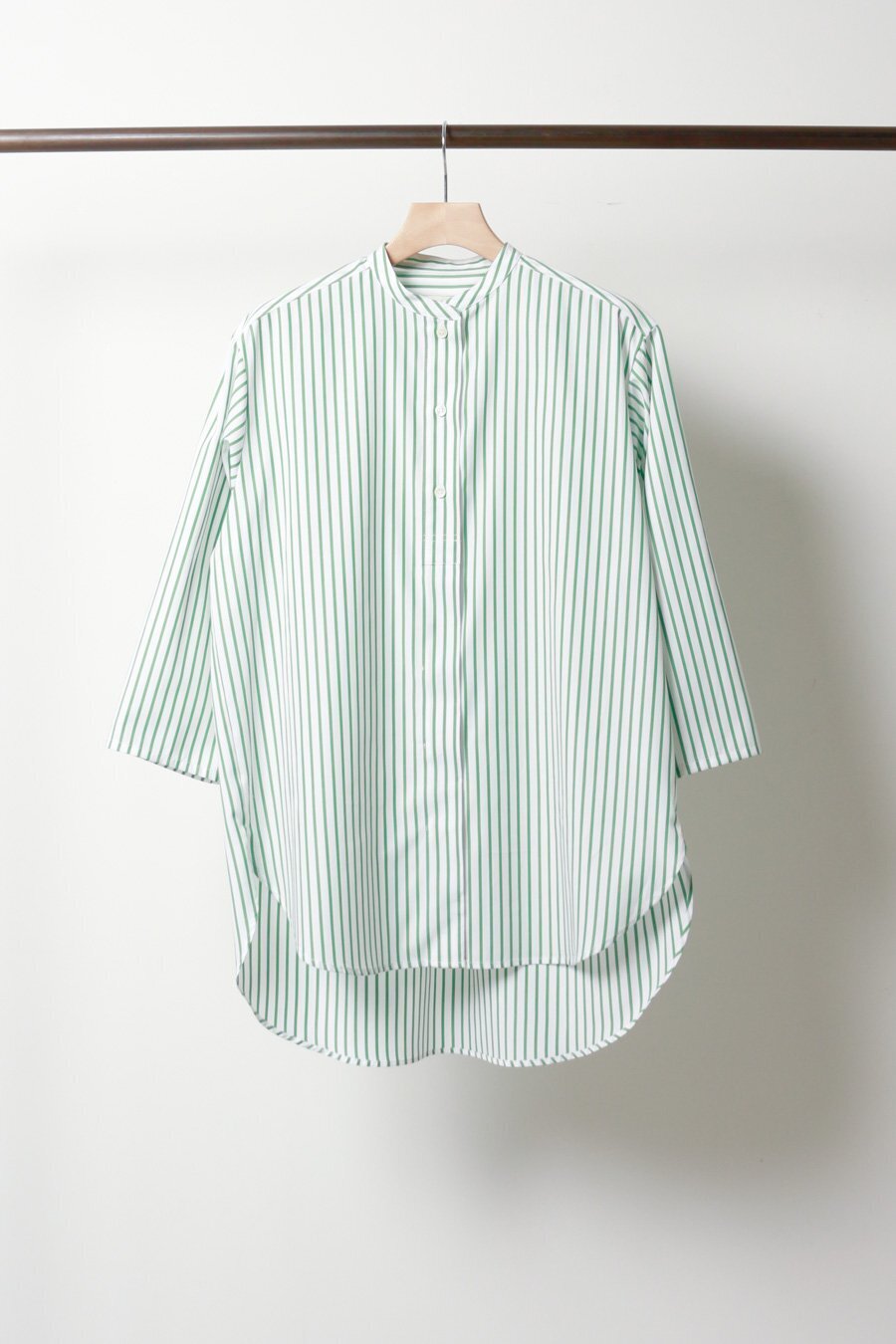 MidiUmi stripe band collar shirt tunic