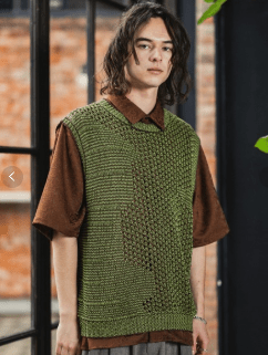 CASPER JOHN Jacquard mesh knit vest
