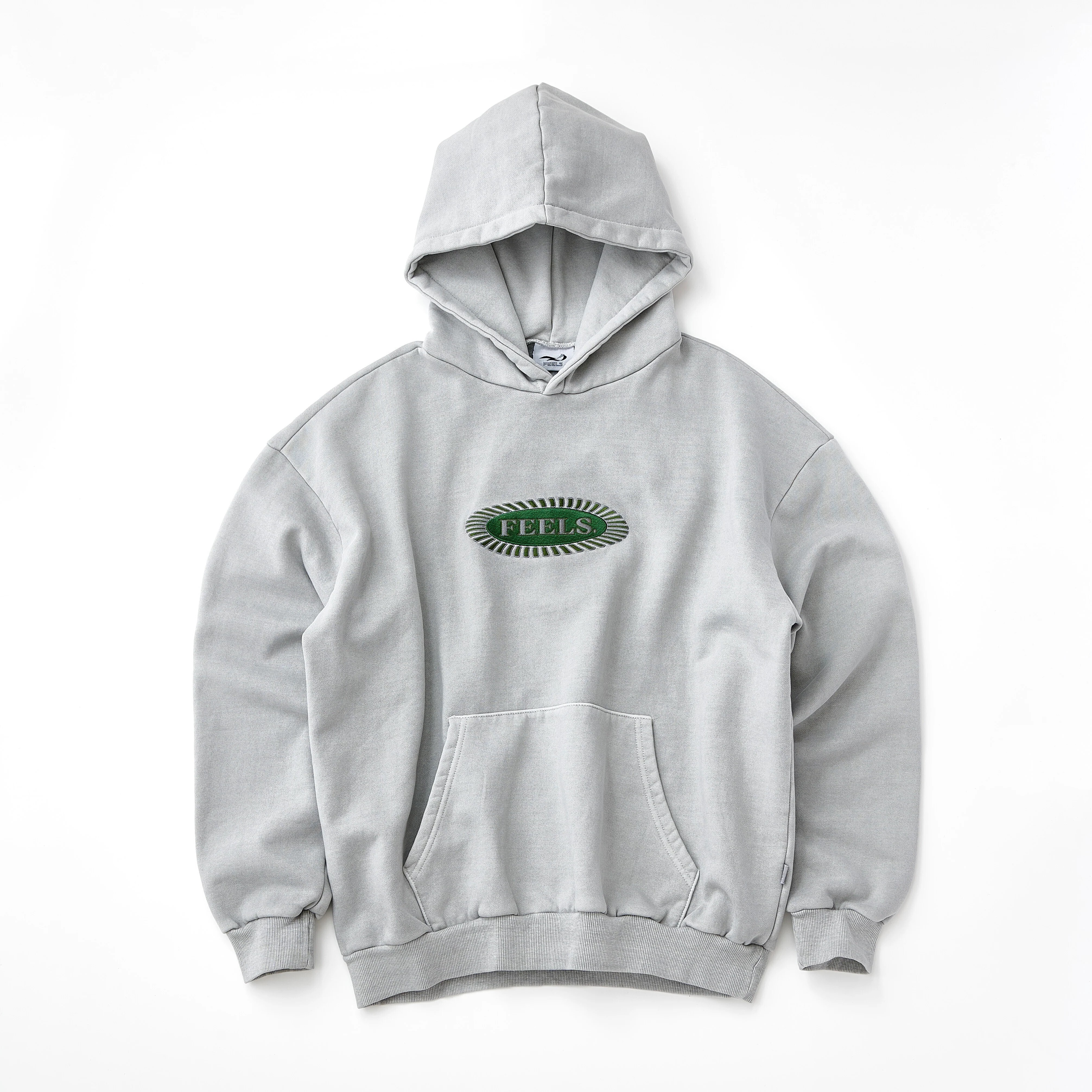 FEELS. PIGMENT DYE HOODIE LIGHT GRAY
