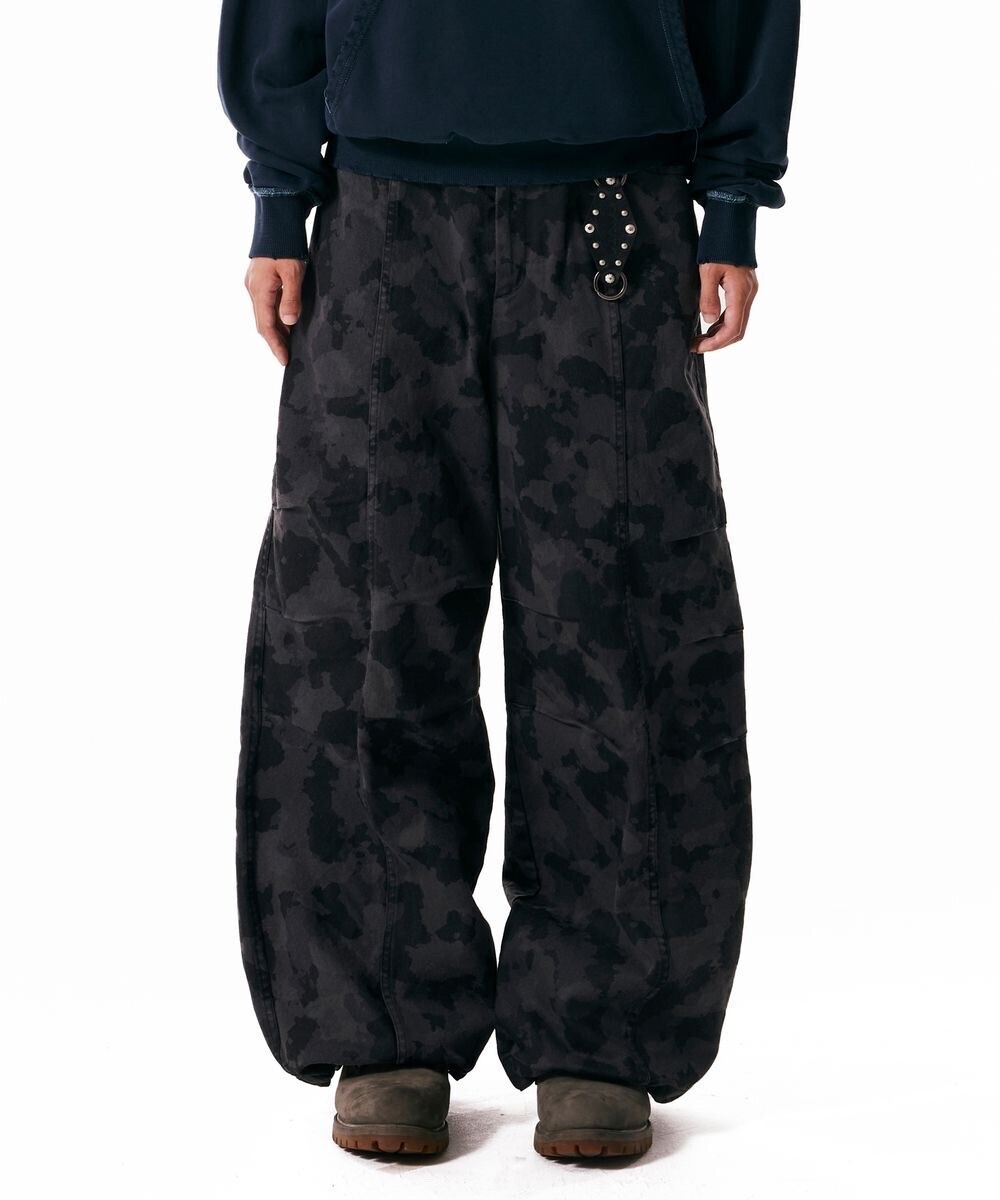 AAKAM Knee Pin-tuck Camouflage Twill Pants (Black)