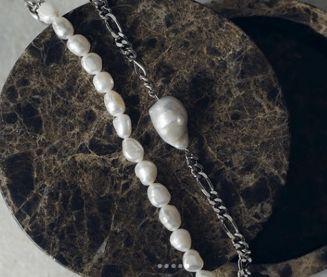 LOHME Big Baroque Pearl Bracelet Design Chain Set